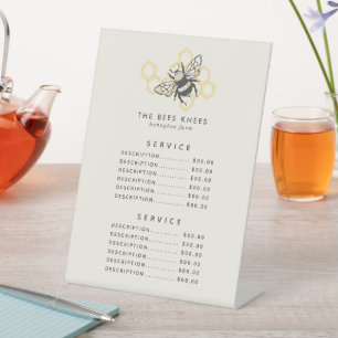 Vintage Bee Logo Rustic Honeybee Service Price Pedestal Sign