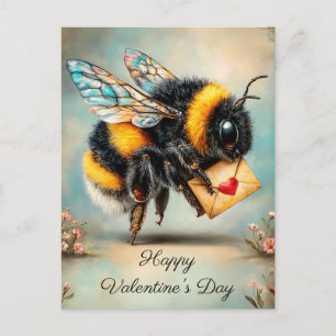 Vintage Bee Love Messenger Postcard