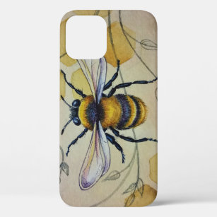 Vintage Bee No. 1 and Honeycomb Watercolor Art iPhone 12 Case