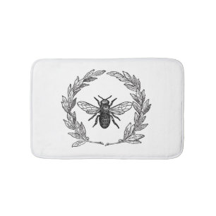 Vintage Bee Ornate Bath Mat