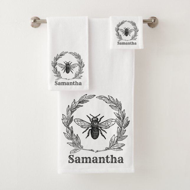 Vintage Bee Ornate Bath Towel Set (Insitu)