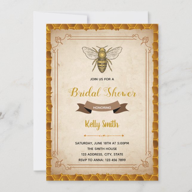 Vintage  bee theme invitation (Front)