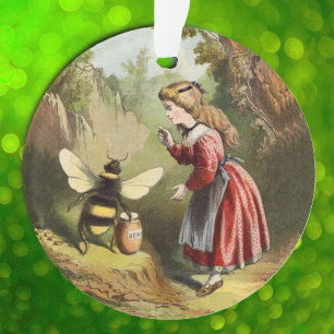 Vintage Bee Victorian Girl Honey Pot en Forêt