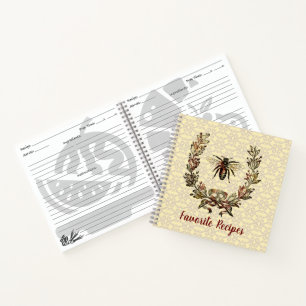 Vintage Bee Wreath Recipe Notebook