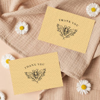 Vintage Bee Yellow Thank You