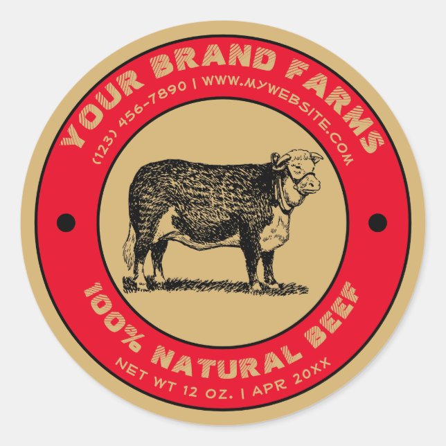 Vintage Beef Label Template (Front)