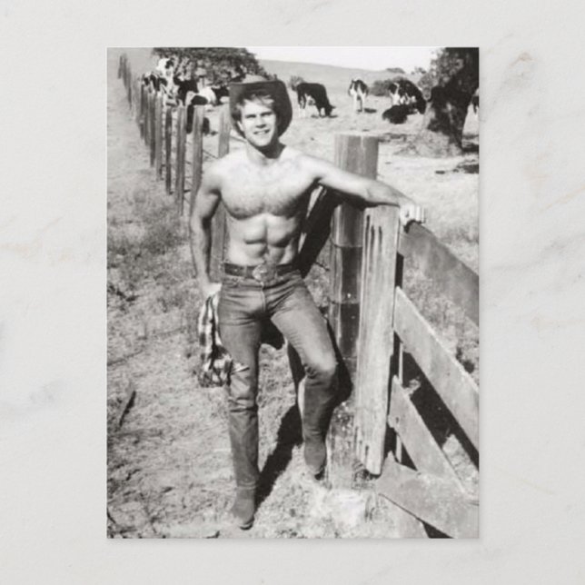 Vintage Beefcake Cowboy Postcard (Front)