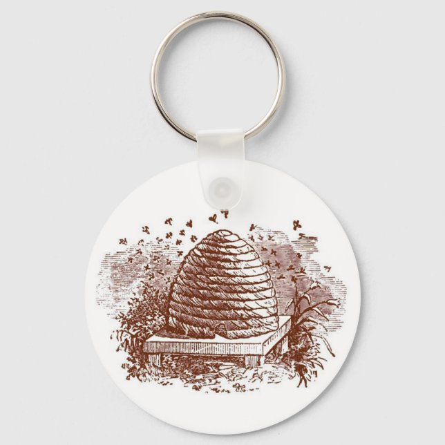 Vintage Beehive Beekeeping Keychain (Front)