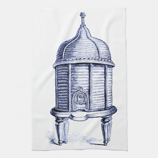 Vintage Beehive Blue Tint Kitchen Towel (Vertical)