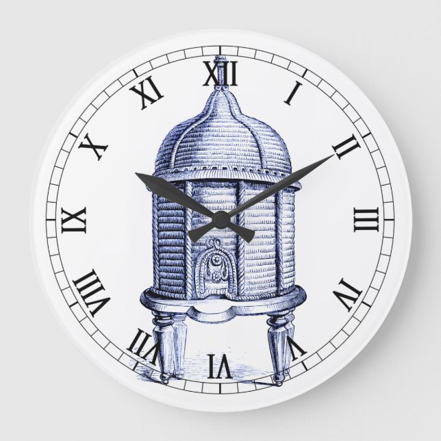 Vintage Beehive Blue Tint Large Clock (Front)