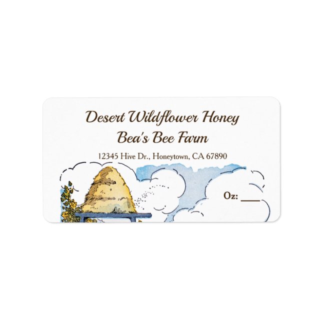 Vintage Beehive Custom Honey Labels (Front)