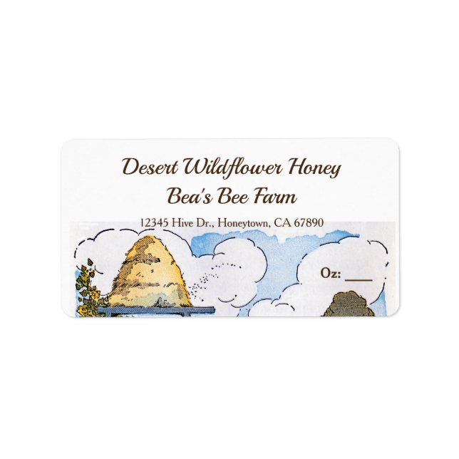 Vintage Beehive Custom Honey Labels (Front)