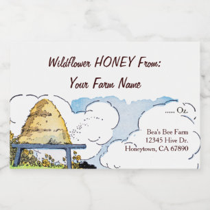 Vintage Beehive Editable Honey  3" x 2" Food Label