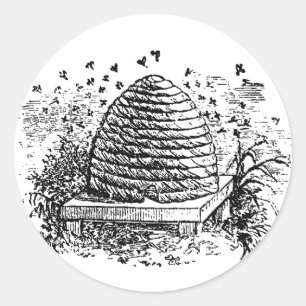 Vintage Beehive Honey Bees Beekeeping Classic Round Sticker