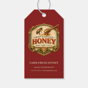Vintage beekeeper apiarist honey label burgundy