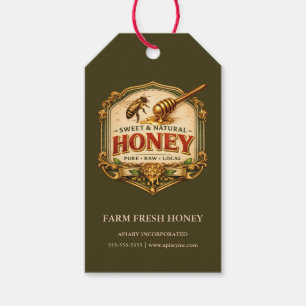 Vintage beekeeper apiarist honey label green