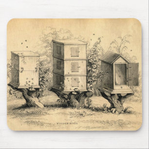 Vintage Beekeeping Beehives Beehive Mouse Pad