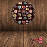 Vintage Beer Label Collage Dartboard<br><div class="desc">Vintage beer label collage background with (optional) dark brown. You can customize the background colour!</div>