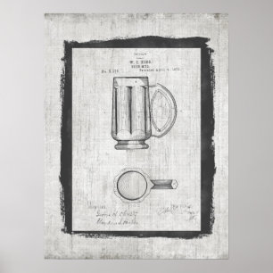 Vintage Beer Mug Patent Illustration Poster