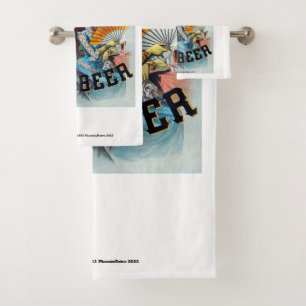 Vintage Beer poster Bath Towel Set