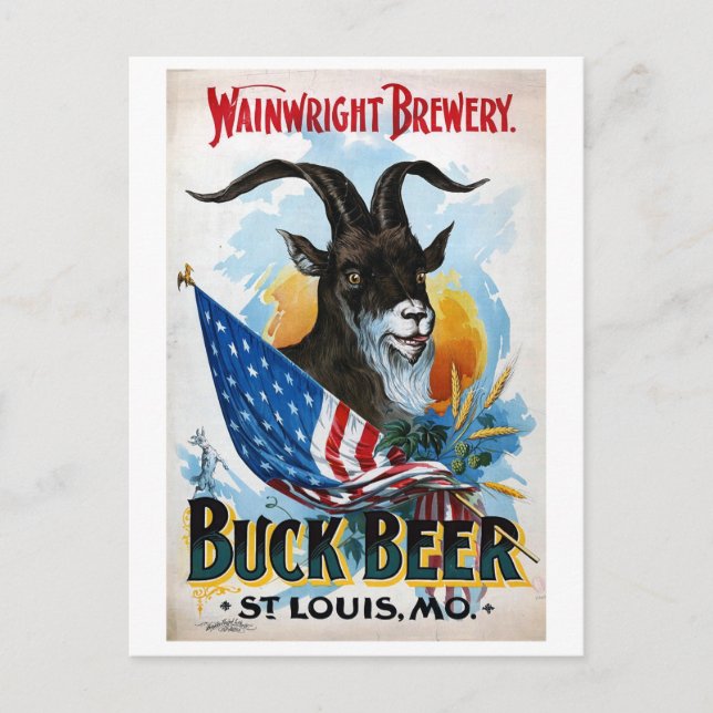 Vintage Beer Poster Postcard (Front)