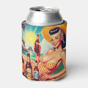 Vintage Beer Summer Girl Can Cooler