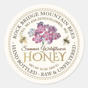 Vintage Bees and Wildflower Honey Hand Bottled Raw Classic Round Sticker