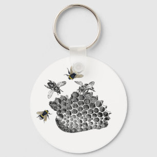 Vintage Bees Keychain