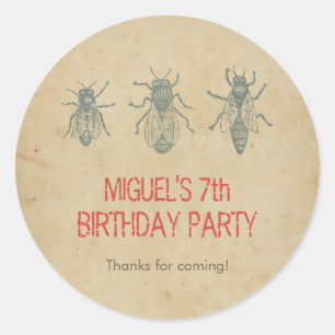 Vintage Bees Kids Birthday Party Favours Thank You Classic Round Sticker