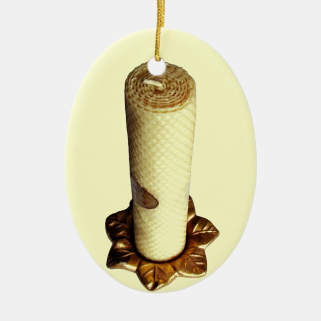 Vintage Beeswax Candle Christmas Ornament (Front)