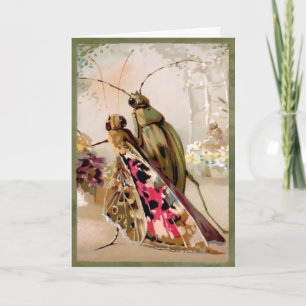 Vintage Beetle and Butterfly Customizable Card