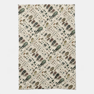 Vintage Beetle Illustration Kitchen Towel