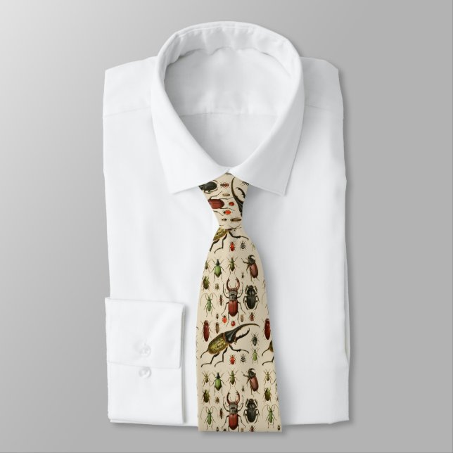 Vintage Beetle Insect Entomology Beige Tie (Tied)