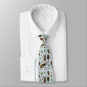 Vintage Beetle Insect Entomology Pale Blue Tie