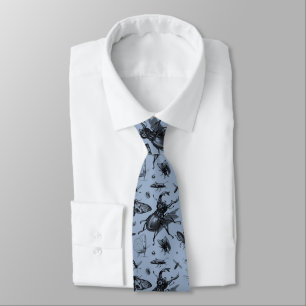 Vintage Beetles & Flying Insects Entomology Blue Tie