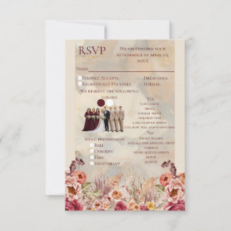 Vintage Beige and Burgundy Floral All-in-One RSVP 