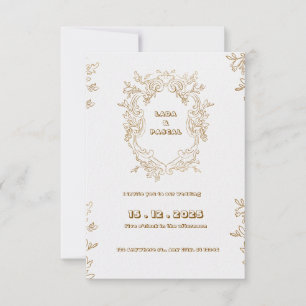 Vintage Beige and Gold Colour Wedding Invitation