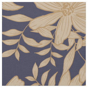Vintage beige and Navy blue floral Pattern fabric