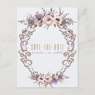 Vintage Beige Botanical Chic Floral Save the Date Announcement Postcard
