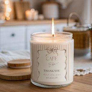 Vintage Beige Bow Cafe Bebe Coffee Baby Shower Square Sticker