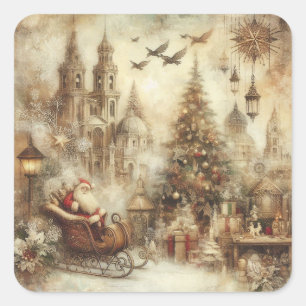 Vintage Beige Christmas Stickers