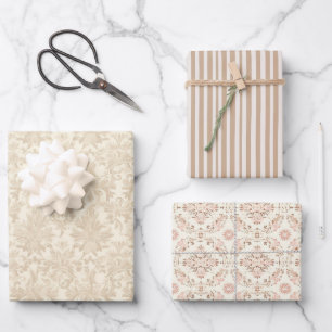 Vintage Beige Christmas Wrapping Paper