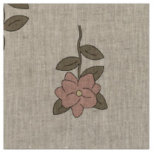 Vintage Beige Floral Botanical Natural Linen