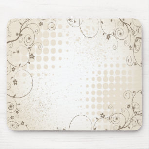 Vintage Beige Floral Mouse Pad