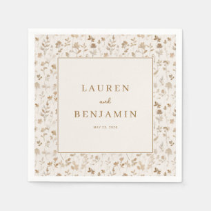 Vintage Beige Floral Napkin