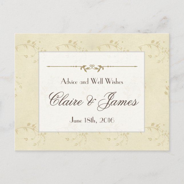 Vintage Beige Floral Wedding Advice (Front)