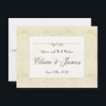Vintage Beige Floral Wedding Advice Card<br><div class="desc">This advice and well wishes card has a double-sided pattern of light brown floral flourishes on a vintage beige background. The front contains customizable bride and groom names and text and the back is lined for handwriting. Vintage Beige Floral Welcome Wedding Banner Vintage Beige Floral Cake Pick Vintage Beige Floral...</div>