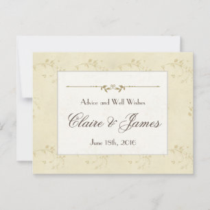 Vintage Beige Floral Wedding Advice Card