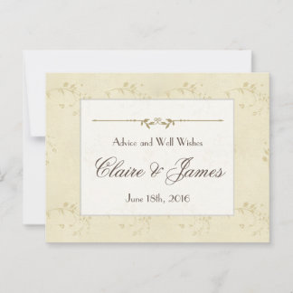 Vintage Beige Floral Wedding Advice Card