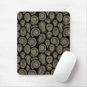 Vintage beige fossil trilobite ammonite pattern mouse pad
